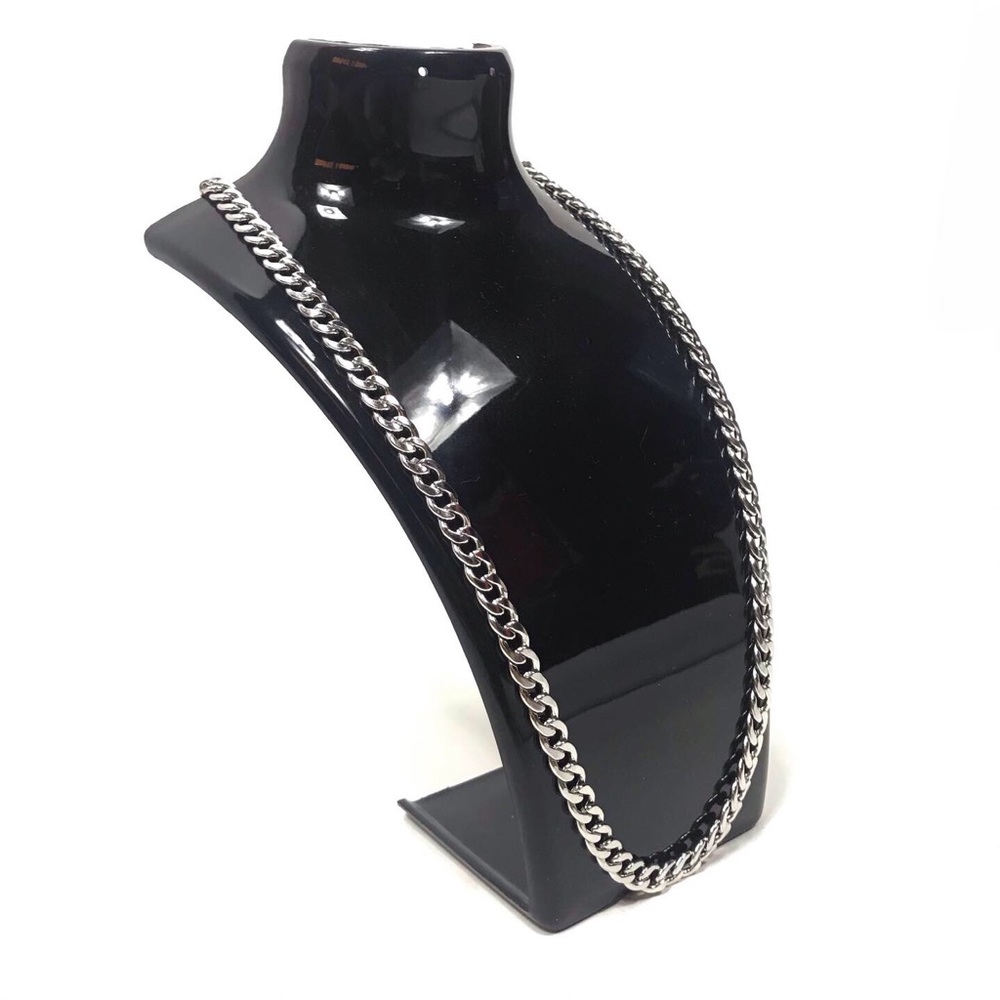 7mm+24” Silver Cuban Link Chain Necklace Unisex